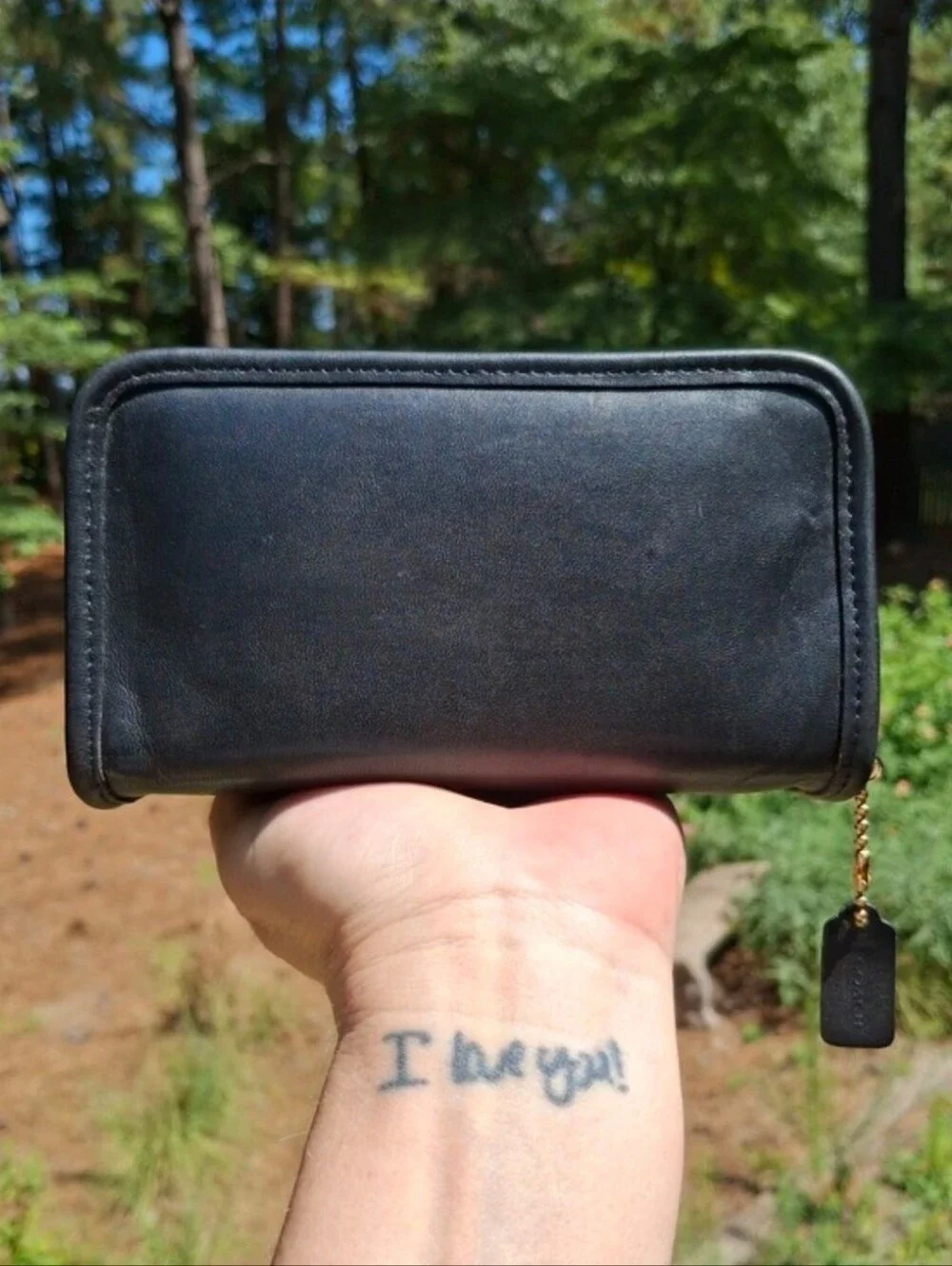 Vintage 90's Coach Black Glove-Tanned Leather Chubby Case #6925